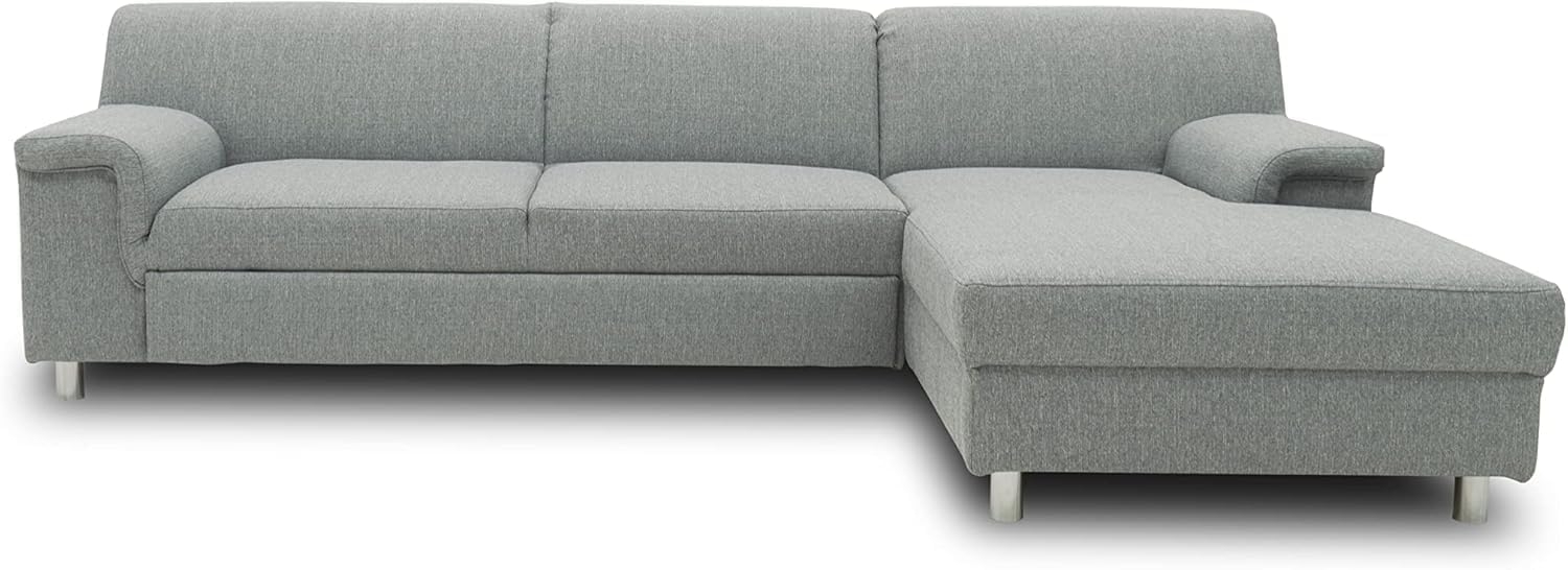 DOMO Collection Junin Ecksofa, Sofa in L-Form mit Schlaffunktion, Couch Polsterecke, Moderne Eckcouch, Silber, 251x150 cm Bild 1