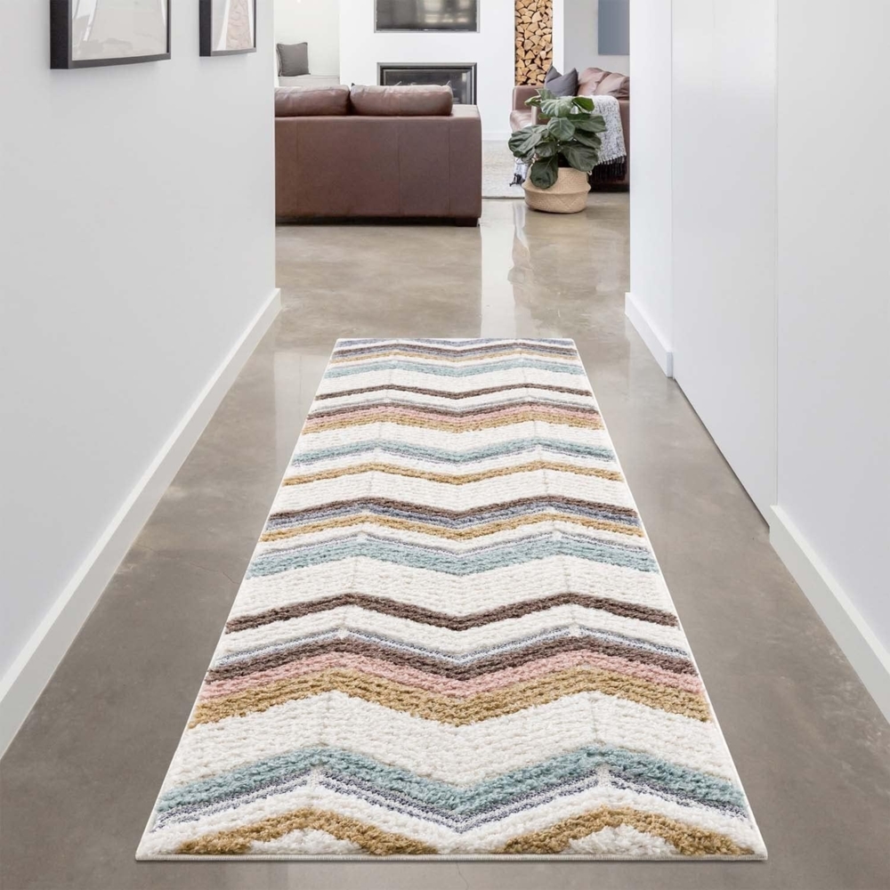 Carpet City Hochflor-Teppich Focus 3009, rechteckig, Höhe: 20 mm, Läufer, Boho, Hochtief-Muster/ 3D-Effekt, für Wohnzimmer, Schlafzimmer Bild 1