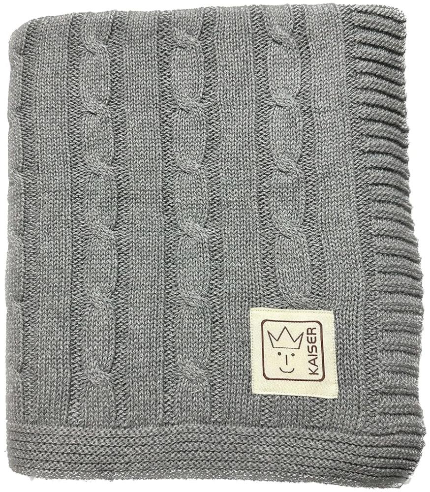 Kaiser 6521823 Cable Knitt - Babydecke Strick 100% Bio Baumwolle (KBA), atmungsaktive Babydecke, Neugeborene für den Sommer, Kinderwagendecke, Babyschalendecke, Fb. Light Grey Bild 1