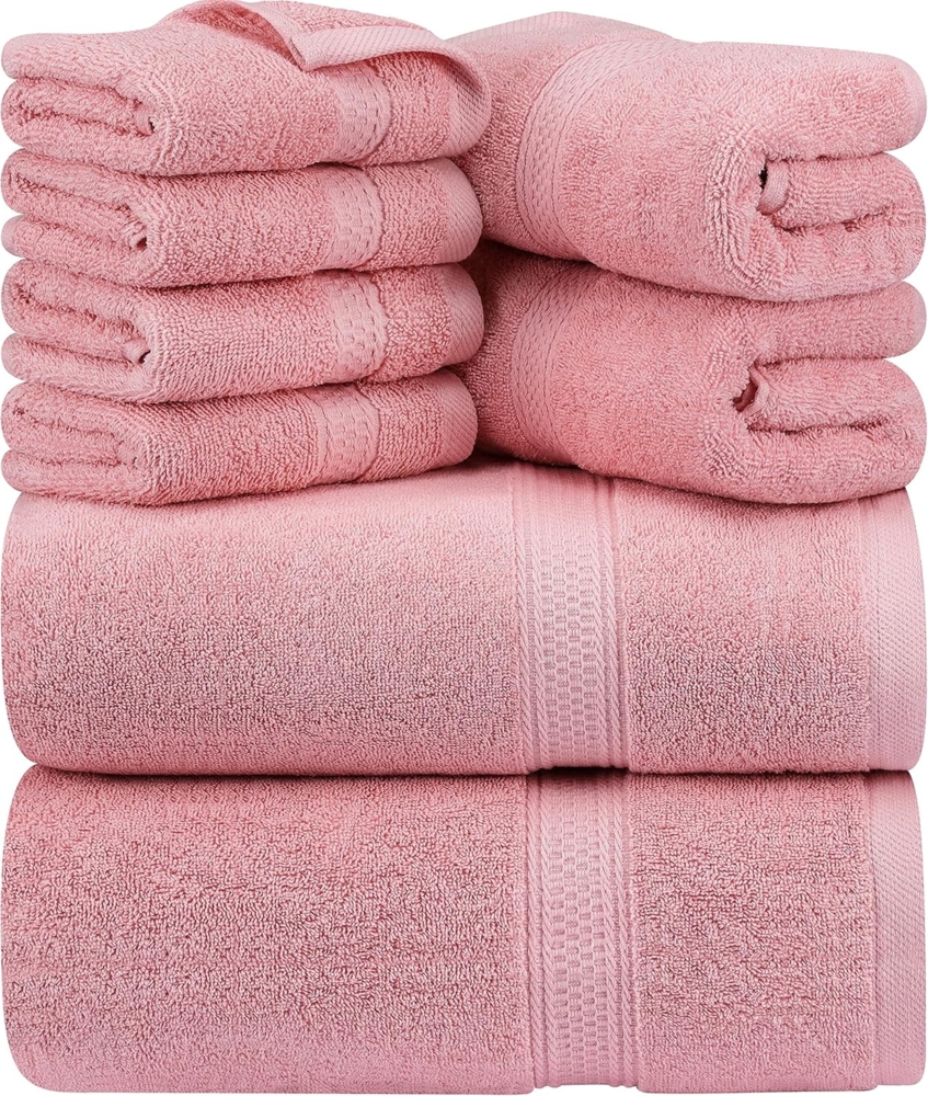 Utopia Towels 8-teiliges Premium-Handtuch-Set, 2 Badetücher, 2 Handtücher und 4 Waschlappen, 600 g/m², 100% ringgesponnene Baumwolle, Fitnessstudio, Hotel und Spa (Altrosa) Bild 1