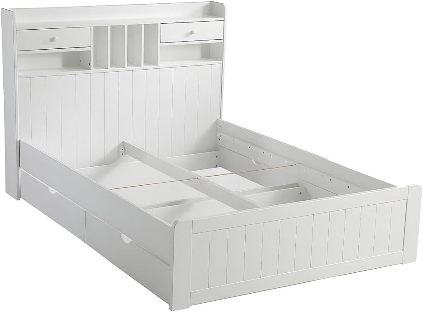 Vente-unique - Bett mit Stauraum & Schubladen - 140 x 190 cm - Weiß - MEDERICK Bild 1