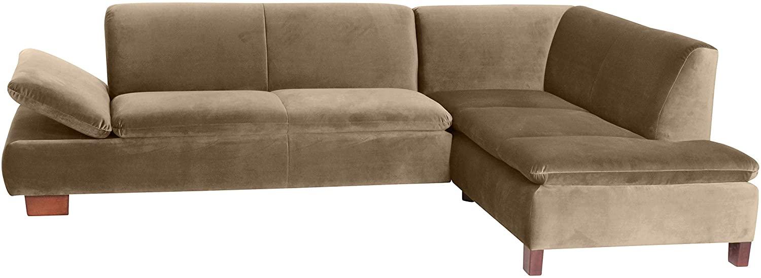 Terrence Ecksofa Samtvelours Sahara Buche Nussbaumfarben Bild 1