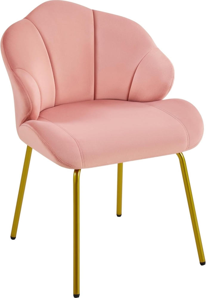 Yaheetech Sessel Loungesessel in Muschelform, Ohrensessel modern, Polsterstuhl mit Metallbeinen, Polyester, für Wohnzimmer/Schminktisch/Schlafzimmer, Rosa Bild 1