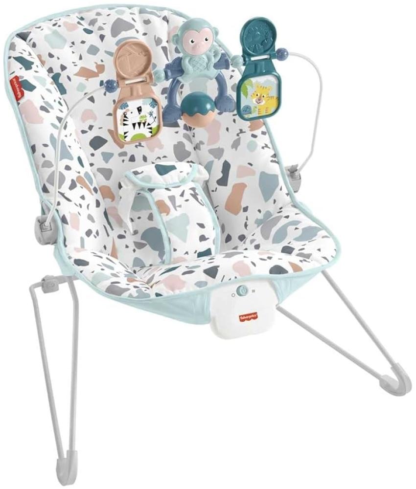 Fisher-Price HHG33 - Basis Wippe mit beruhigenden Schwingungen, abnehmbarer Spielbügel mit 3 Spielzeugen zum Anstupsen, verstellbares 3-Punkte-System & rutschfeste Füße, Wippe für Babys ab der Geburt Bild 1
