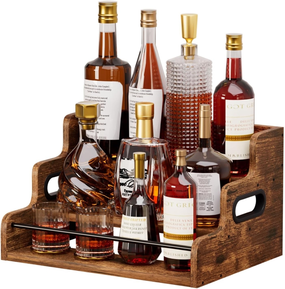 Yorbay Weinregal für Arbeitsplatte,Weinständer aus Holz,Dreistöckiger Bar-Regal, Weinflaschenhalter für Küche, Wohnzimmer und Home-Bar Bild 1