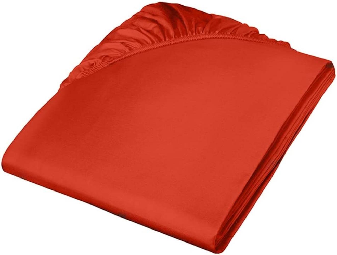 fleuresse Mako Satin Baumwolle Spannbettlaken Colours 100x200 cm Chilli Rot Bild 1