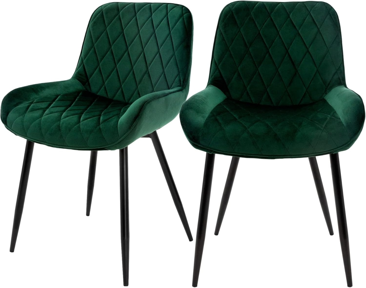 ML-DESIGN Stuhl Esszimmerstuhl mit Rücken- und Armlehnen Metallbeine Küchenstuhl (2 St), Wohnzimmerstuhl Dunkelgrün, Samt Sitzfläche Polsterstuhl Esstischstuhl Bild 1