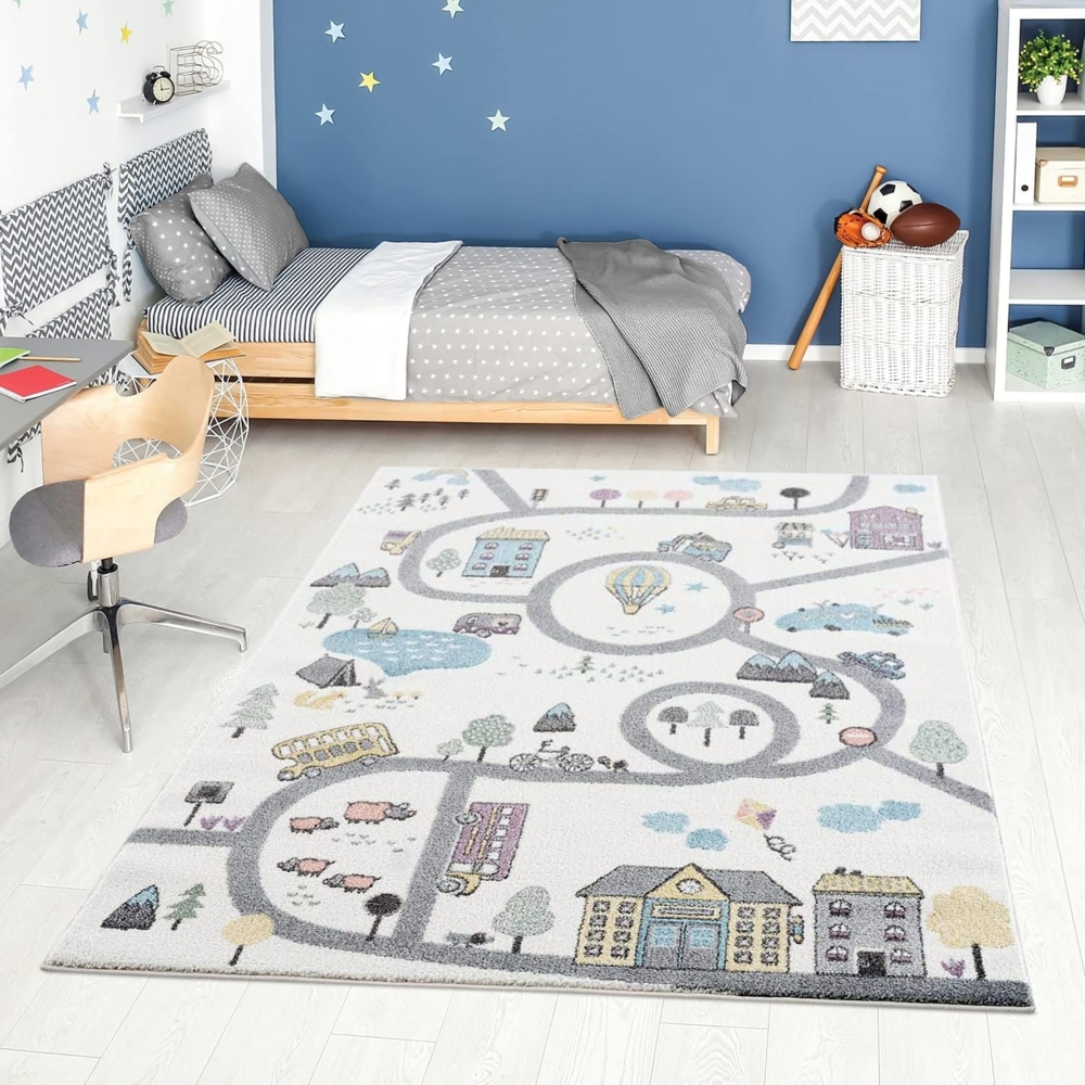Carpet City Kinderteppich Anime9376, rechteckig, Höhe: 11 mm, Straßen-Spiel-Teppich, Auto, Weicher Flor, Pflegeleicht, Kinderzimmer Bild 1