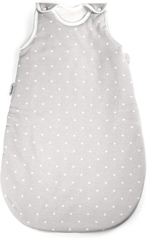 Ehrenkind® Baby Sommerschlafsack Rund | Bio-Baumwolle | Sommer Schlafsack Baby Gr. 62/68 Farbe Grau mit weißen Punkten Bild 1