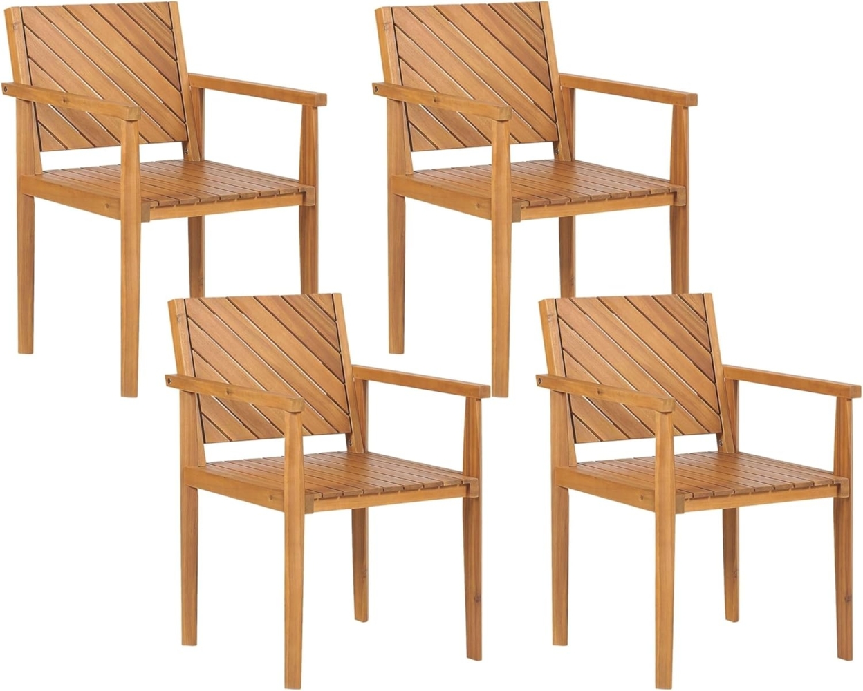 Gartenstuhl 4er Set BARATTI Akazienholz Heller Holzfarbton Bild 1