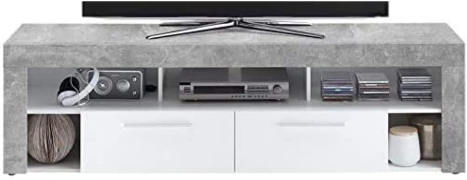 FMD furniture Lowboard, Spanplatte, Beton LA/Weiß, ca. 180 x 53 x 40 cm Bild 1