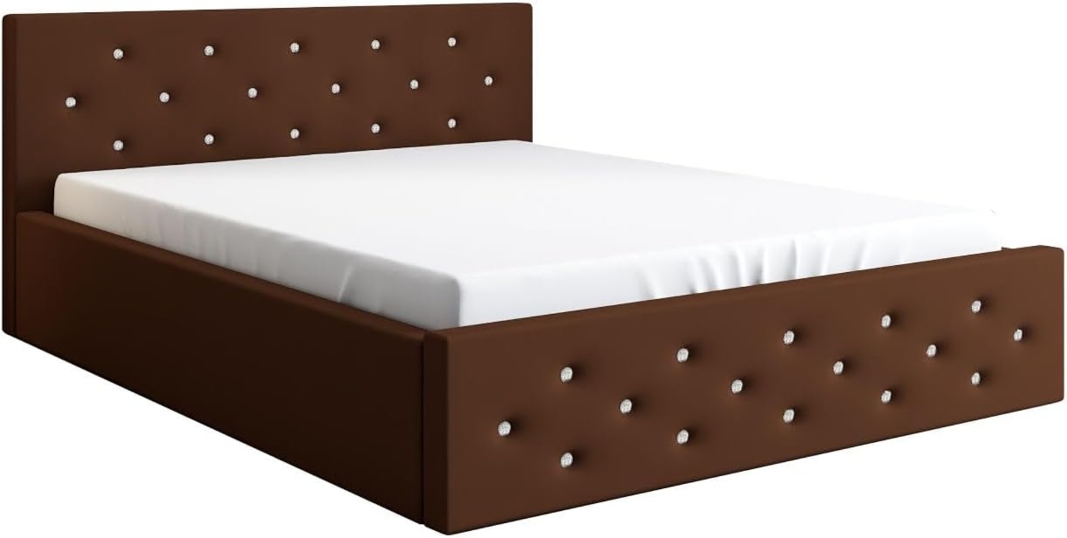 Polsterbett VALI 120x200 mit Matratze, Bettkasten und Lattenrost. Farbe: Braun 07 Bild 1