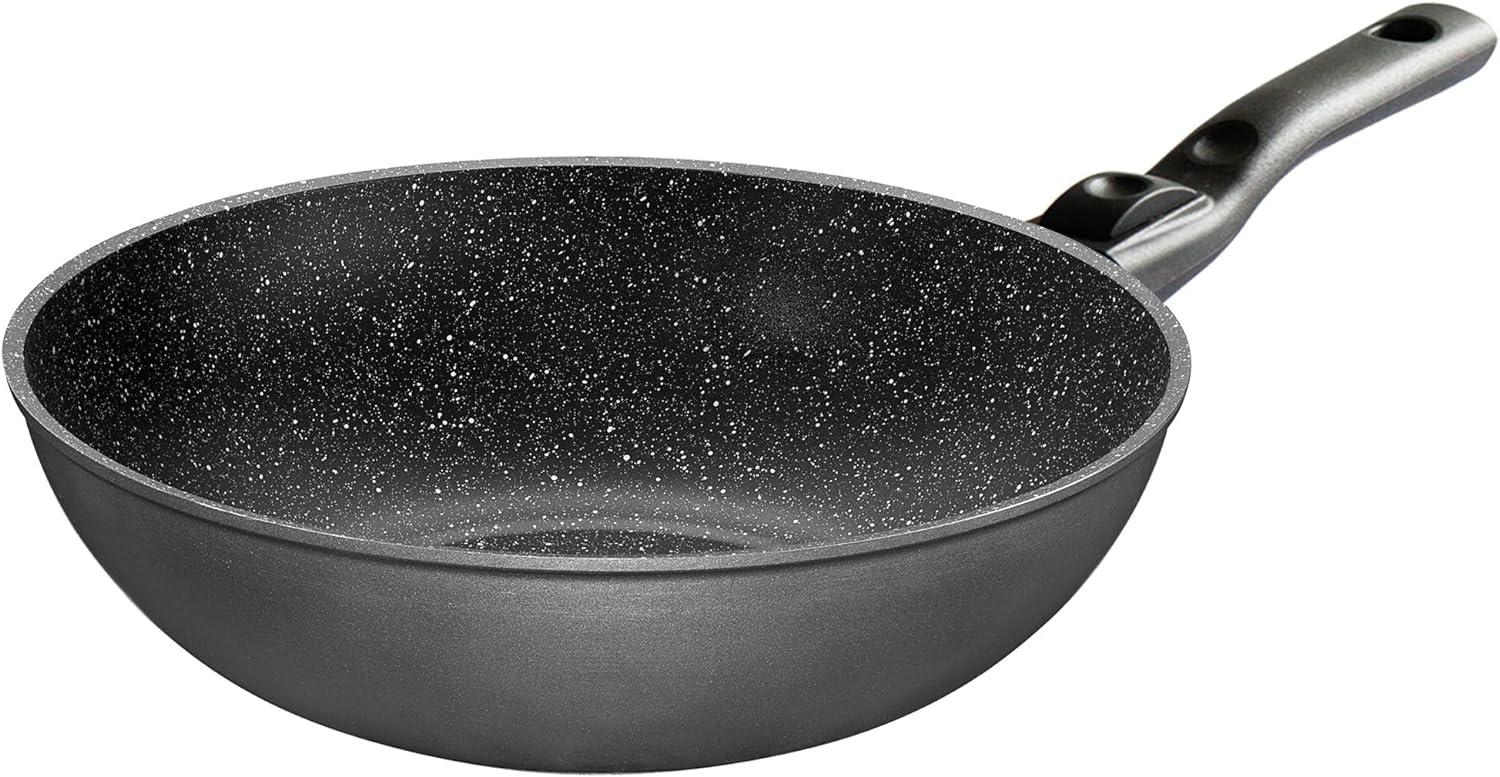 STONELINE Wok, Aluminium (1-tlg, 1 Pfanne, 1 abnehmbarer Stielgriff), mit echten Steinpartikeln, induktionsgeeignet, Made in Germany Bild 1