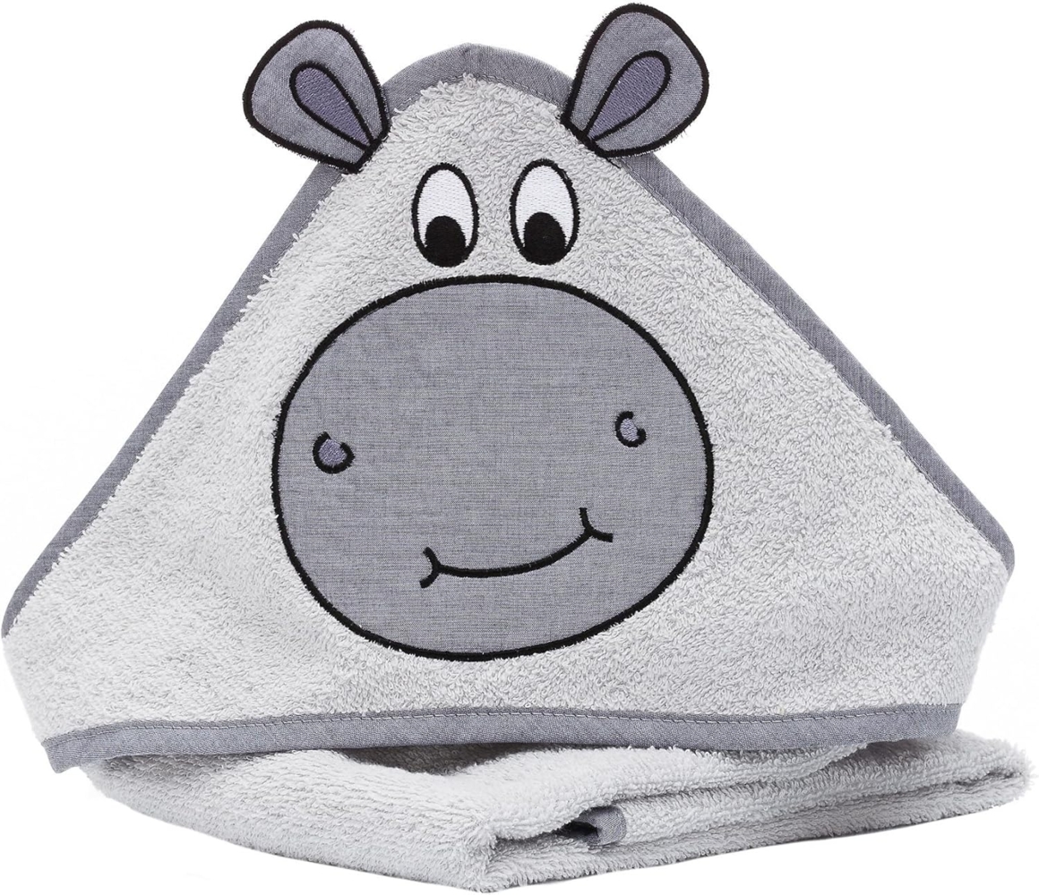 Kapuzenbadetuch 75x75 cm, Nilpferd Bild 1
