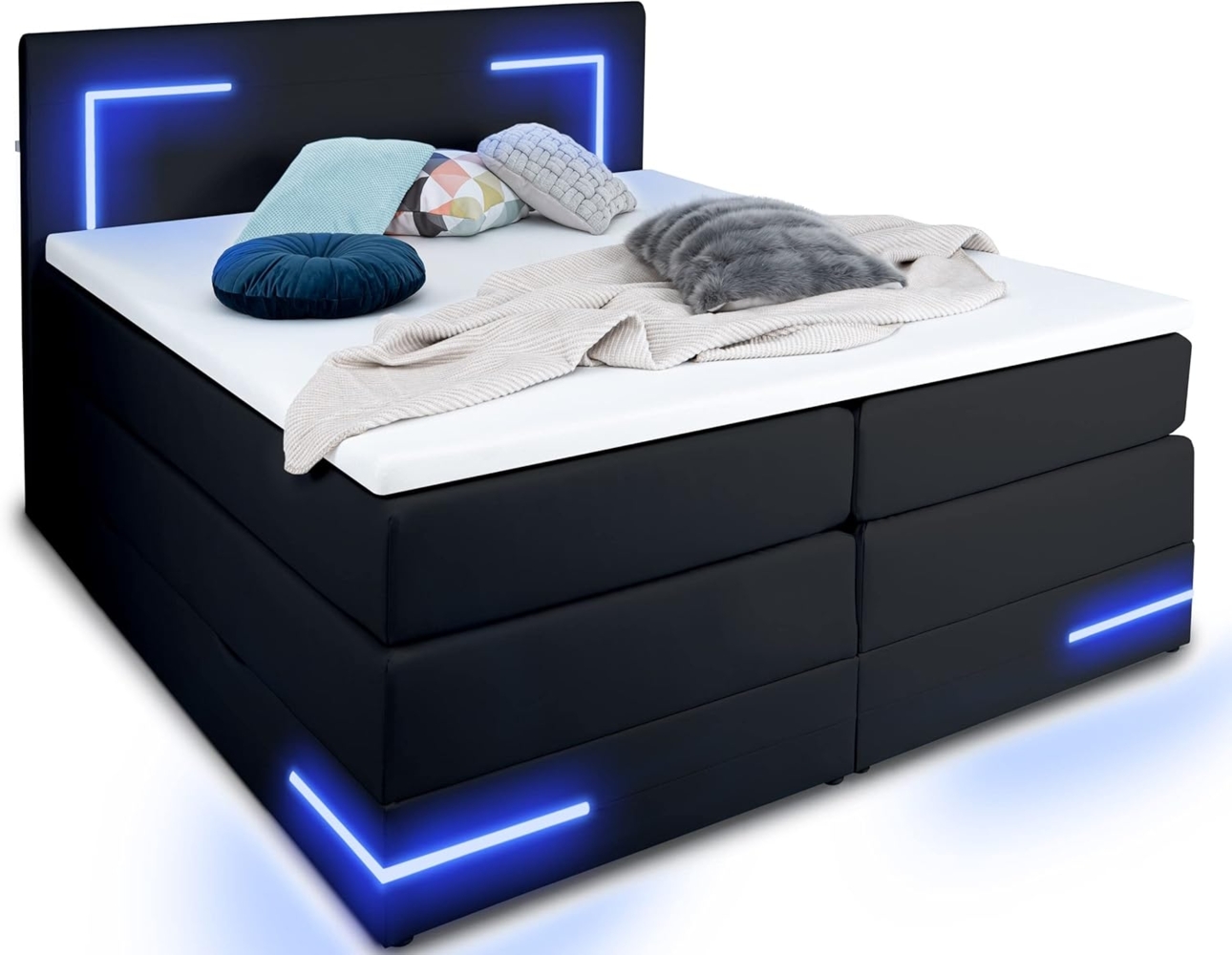 wonello Boxspringbett Lights 2.0, mit LED Beleuchtung und Topper, wahlweise mit Bettkasten Bild 1