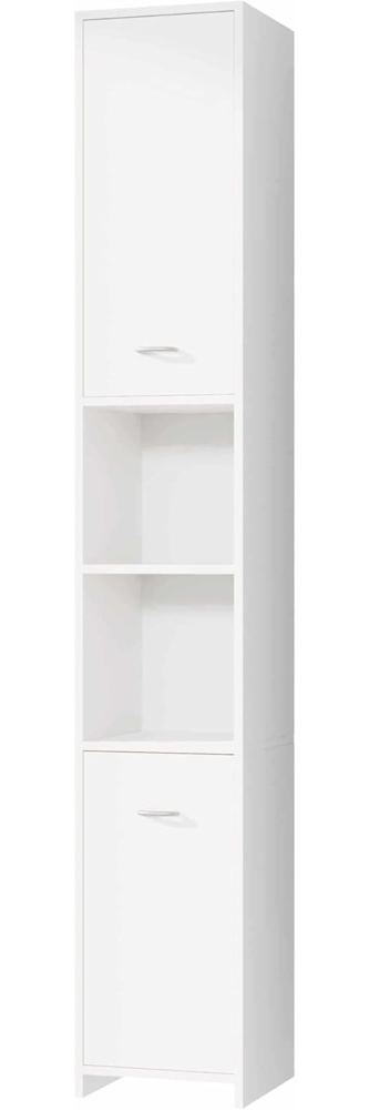 Casaria Hochschrank Neapel Badezimmerhochschrank 30 cm Breit mit 2 Türen Bad Schrank Schmal Weiß Bild 1