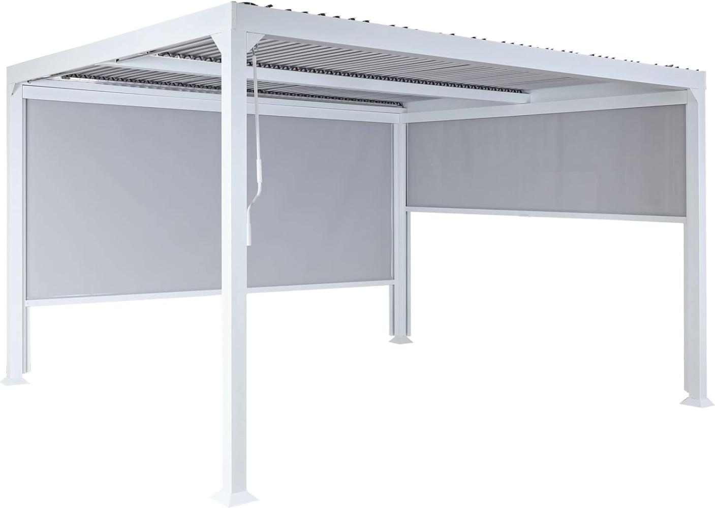 Alu Pergola HWC-L41 mit 2x Seitenwand, Lamellen-Pavillon, stabiles 8cm-Metall-Gestell 3x3m ~ weiß Bild 1