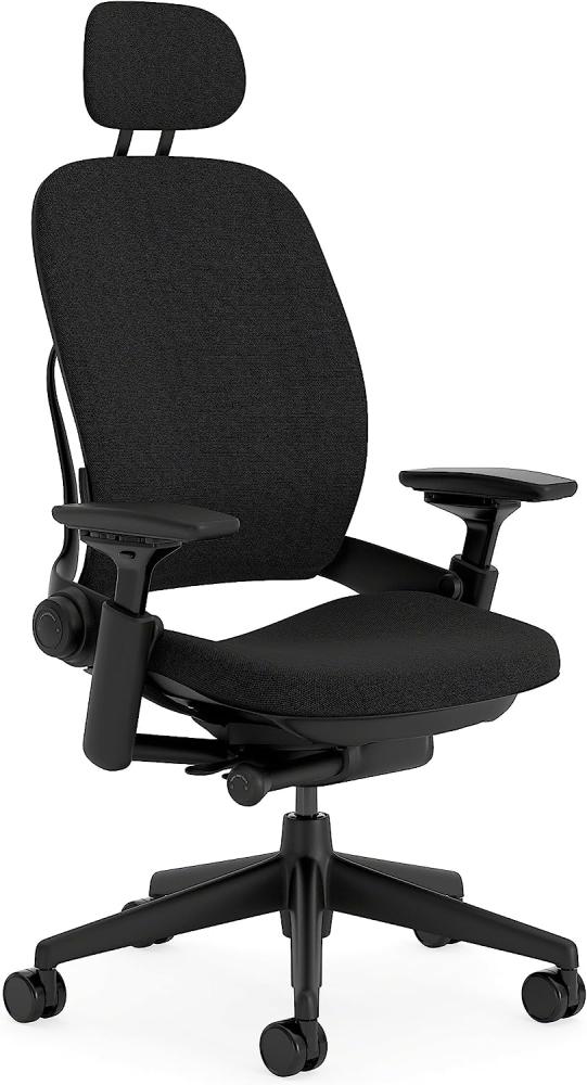 Steelcase Leap Bürostuhl mit Bezug in Onyx Schwarz mit Kopfstütze Bild 1