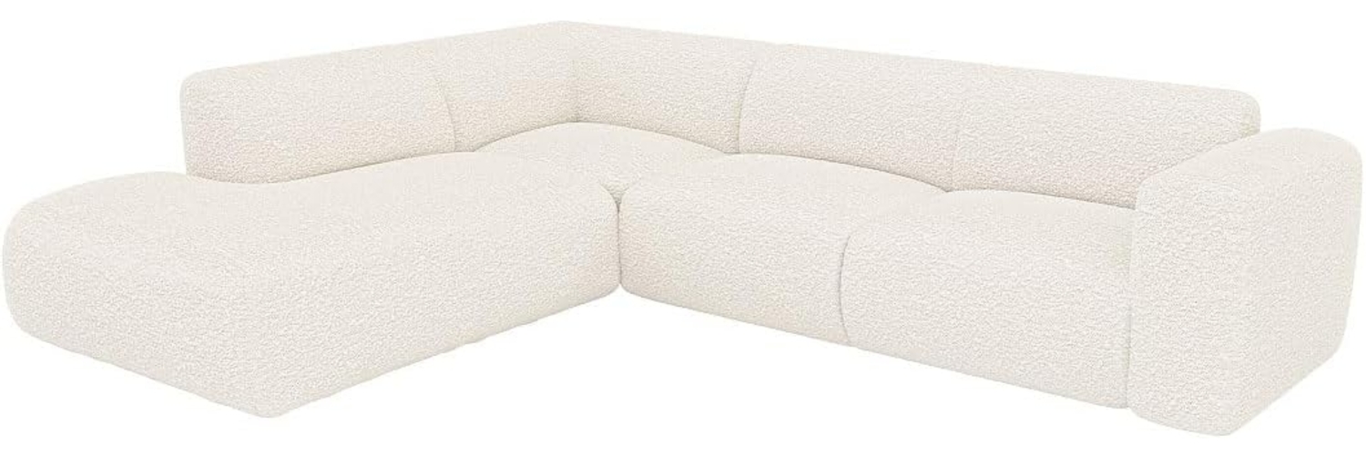 Vente-unique - Großes Ecksofa mit Recamiere mit Rückenlehne - Ecke links - Bouclé-Stoff - Weiß - POGNI von Maison Céphy Bild 1