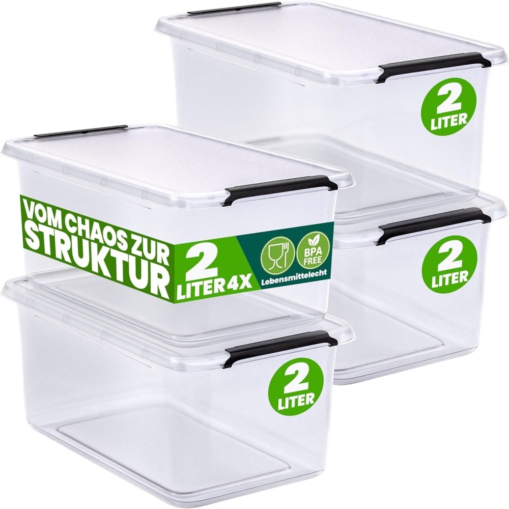 DEUBA® Aufbewahrungsbox-Set, 4-teilig, mit Deckel, 2 L Bild 1
