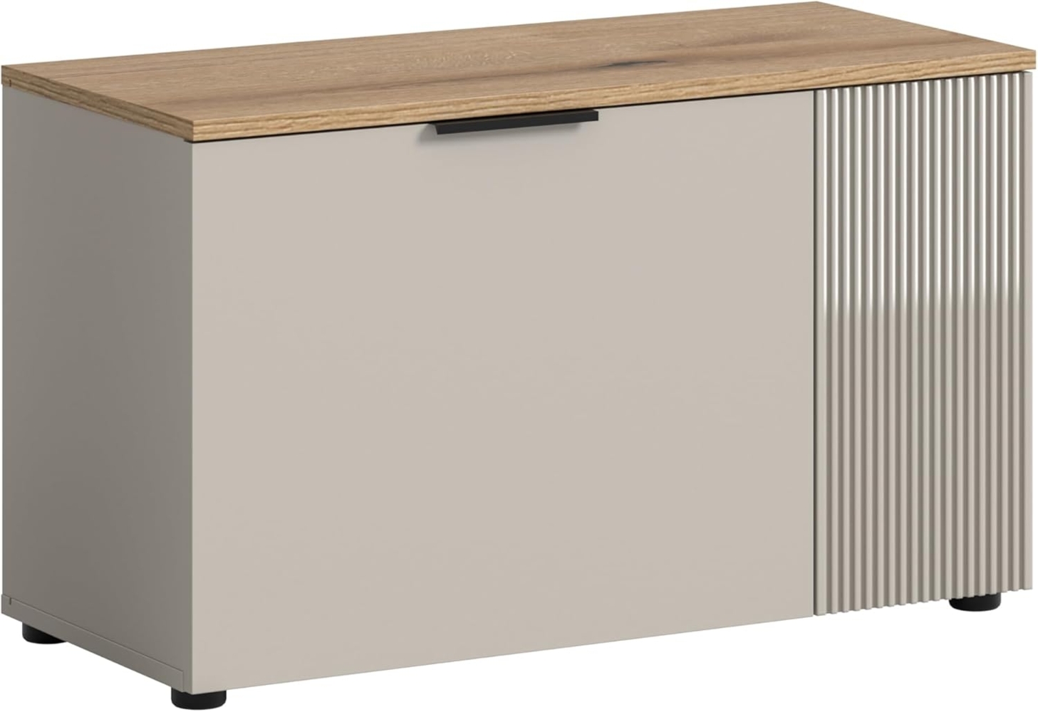 xonox. home – Sitzbank Slide 80 x 48 x 36 cm in Kaschmir Nachbildung und Evoke Oak matt – Moderne Garderobenbank mit Stauraum – kompakt, funktional & stilvoll für Flur oder Diele Bild 1