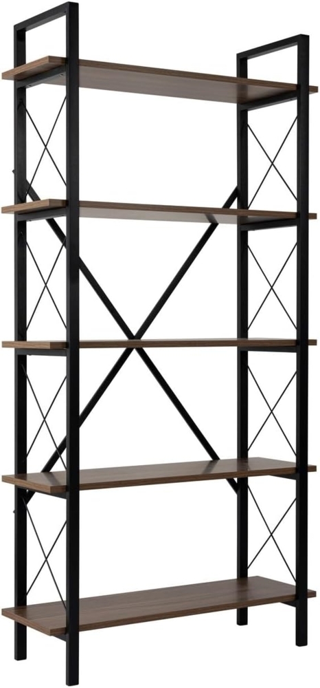 Bücherregal, 'Elysian', 180 x 33,5 x 90, Nussbaum, Schwarz Bild 1