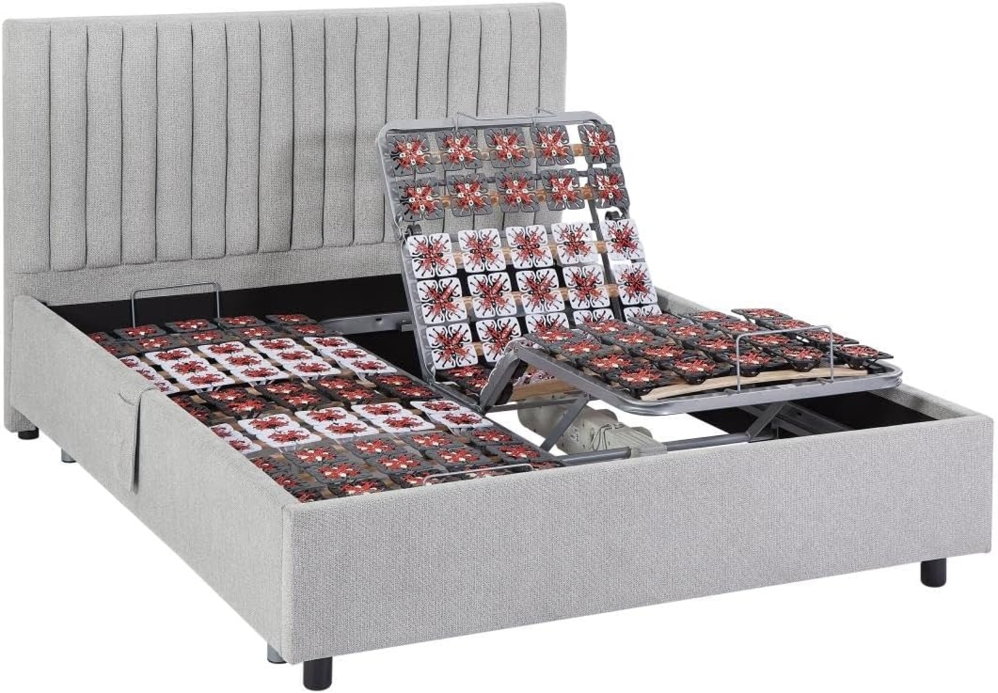 Dekoratives Bettgestell mit elektrischer Relaxfunktion - 2x65 Teller - 2 x 80 x 200 cm - Stoff - Grau - NALU von YSMÉE Bild 1