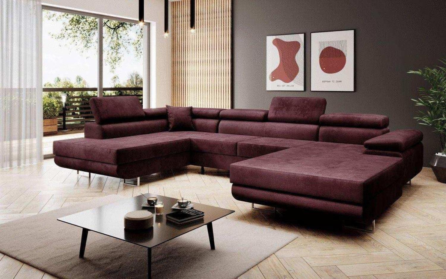 Designer Sofa Lago mit Schlaf und Klappfunktion (Samt) Dunkelbraun Links Bild 1