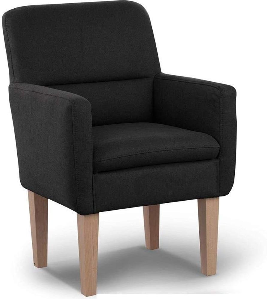 CAVADORE Diningsessel Kira / Polstersessel für Küche, Esszimmer oder Wohnküche / Passend zur Küchengarnitur Kira / Leichte Fleckenentfernung dank Soft Clean / 66 x 96 x 71 / Flachgewebe: Schwarz Bild 1