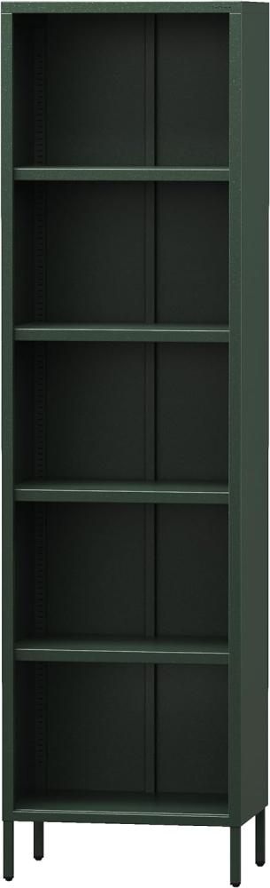 Jan Nowak Bücherregal Metall - Mario | Stabiles Regal Industrial mit 4 höhenverstellbaren Einlegeböden (4x30 kg) und Wandmontage | Hochregal Glitzernd, Regal Schmal | 50 x 180 x 35 cm | Flaschengrün Bild 1