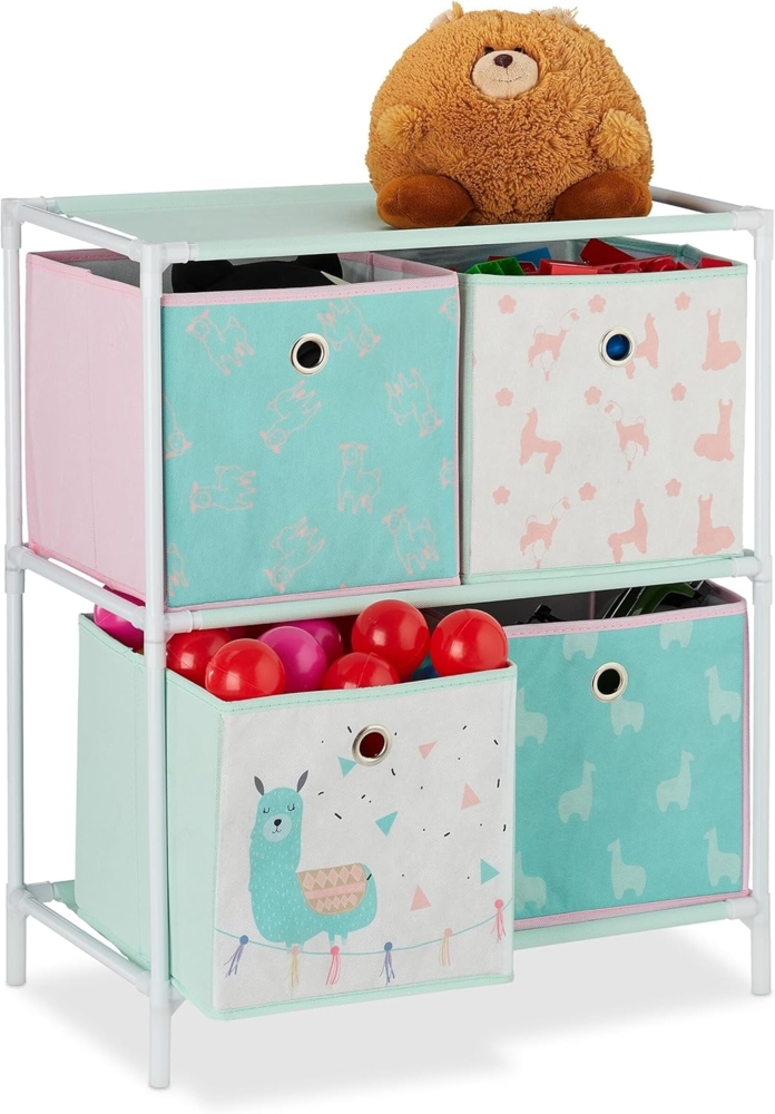 Relaxdays 'Lama' Kinderregal mit 4 Boxen Bild 1