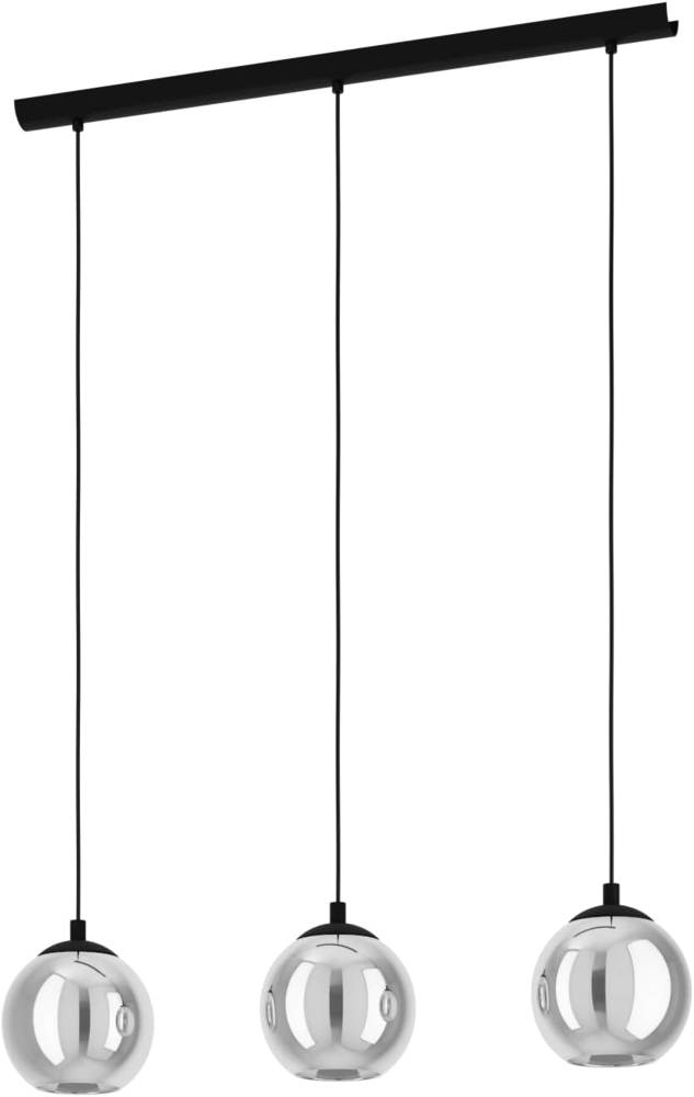 Eglo 98652 Pendelleuchte ARISCANI Rauchglas schwarz-transparent E27 3X40W L:76,5cm B:16,5cm H:110cm dimmbar Bild 1