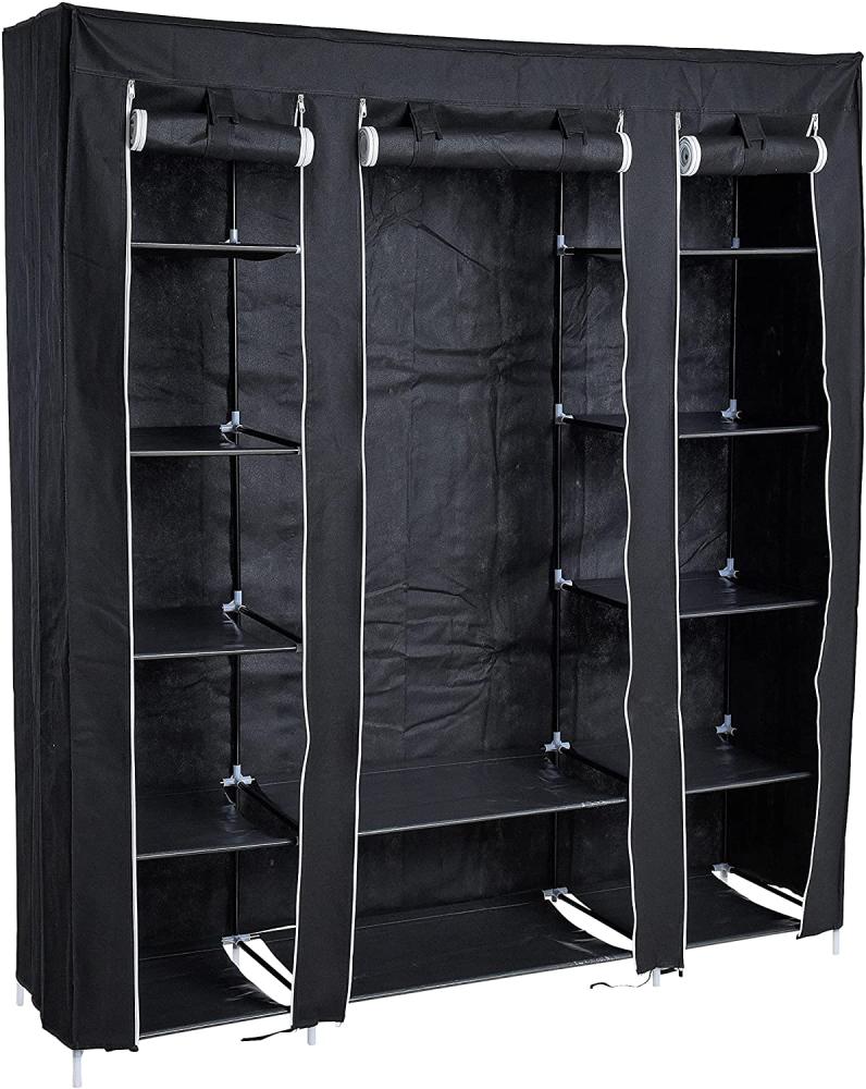 Kleiderschrank Stoffkleiderschrank Kleiderregal Faltschrank Stoffschrank Schwarz Bild 1