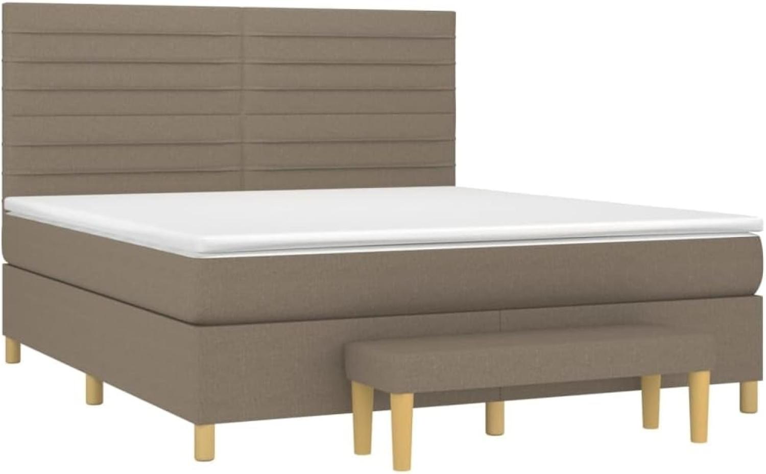 vidaXL Boxspringbett mit Matratze Taupe 160x200 cm Stoff 3137249 Bild 1