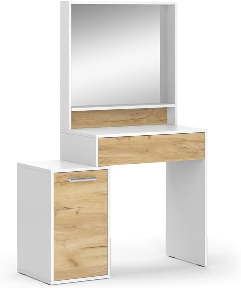 Vicco Schminktisch Altea mit Spiegel 95 x 145 cm Weiß-Eiche Frisiertisch modern Bild 1