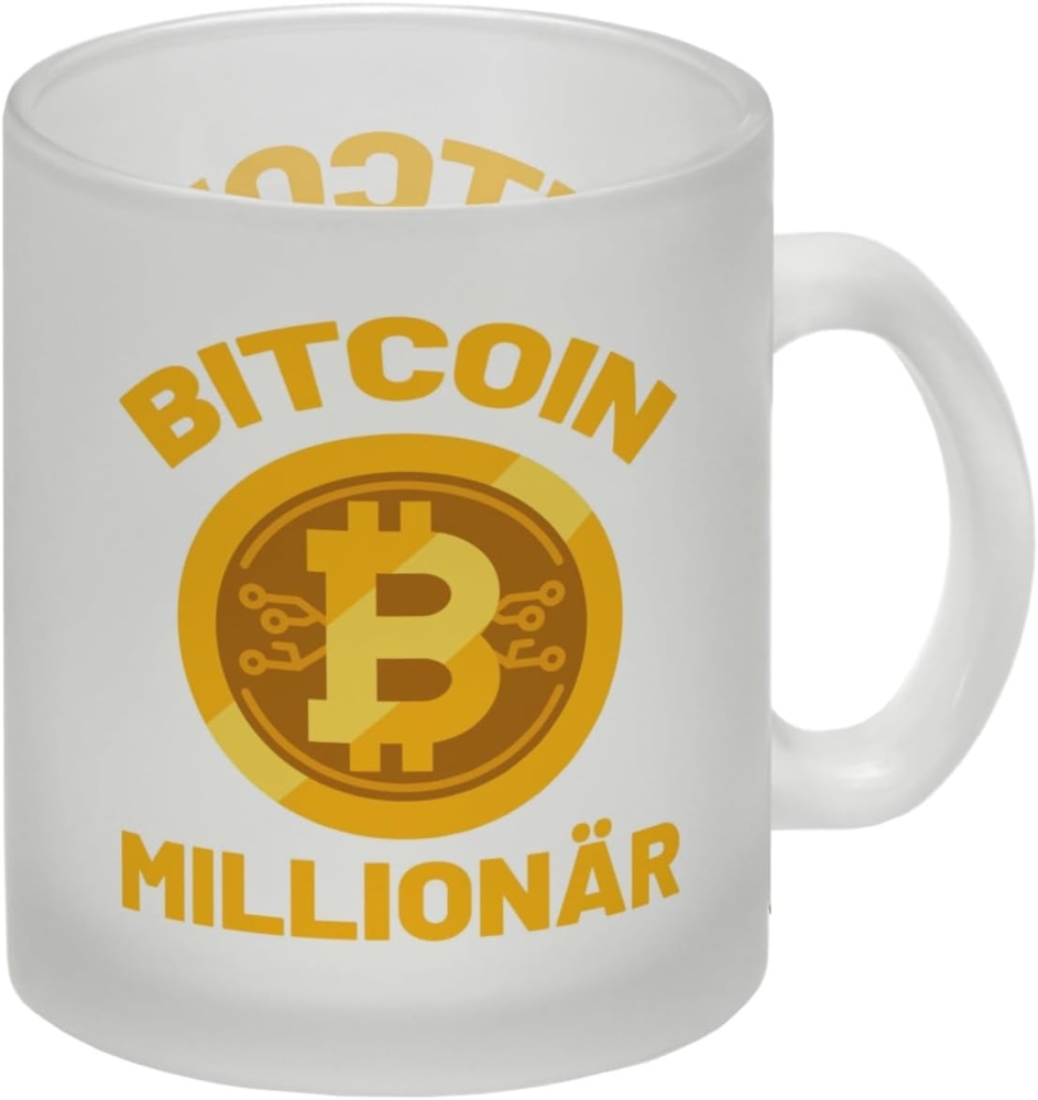 speecheese Tasse Bitcoin Millionär Glas Tasse mit Kryptowährung Bild 1