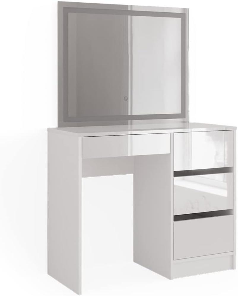 Vicco Schminktisch Weiß 90 cm mit LED-Spiegel, Sherry Bild 1