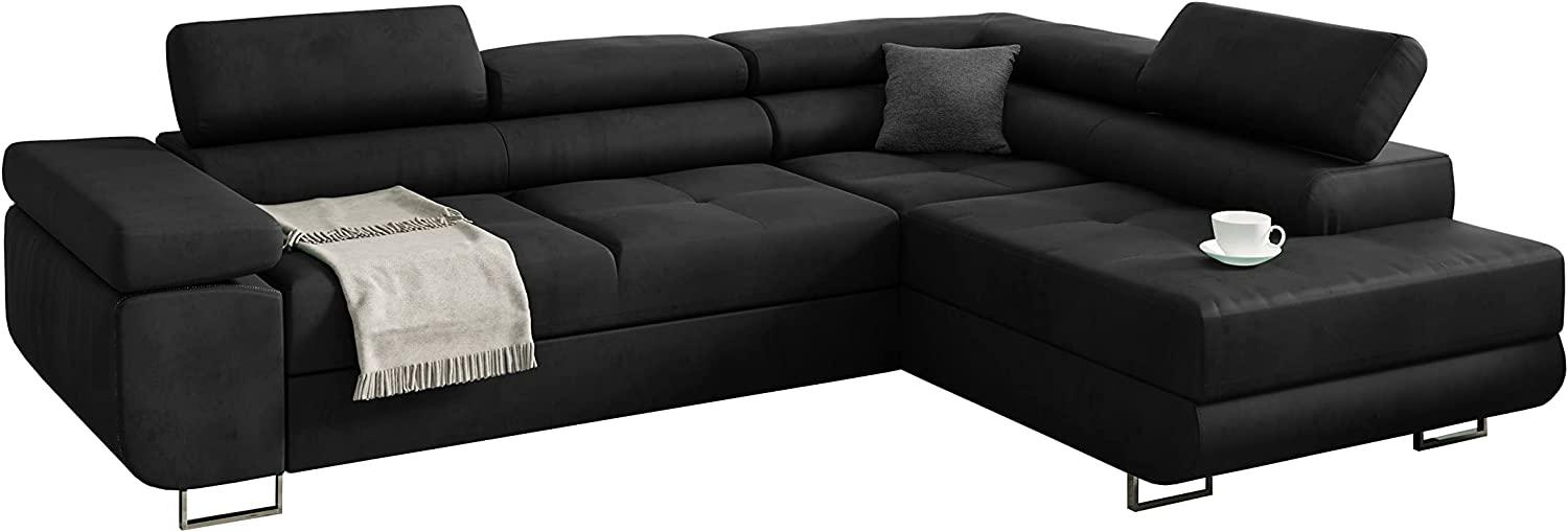 Möbel48 Ecksofa Miami mit Schlaffunktion, Freistehend Schlafsofa, Bettkästen, Schlafsofa bettfunktion, L Form Couch, (Rechte Ottomane, Gute Qualität des Stoffes) (Graphite), 272x203, MiamiMon1 Bild 1