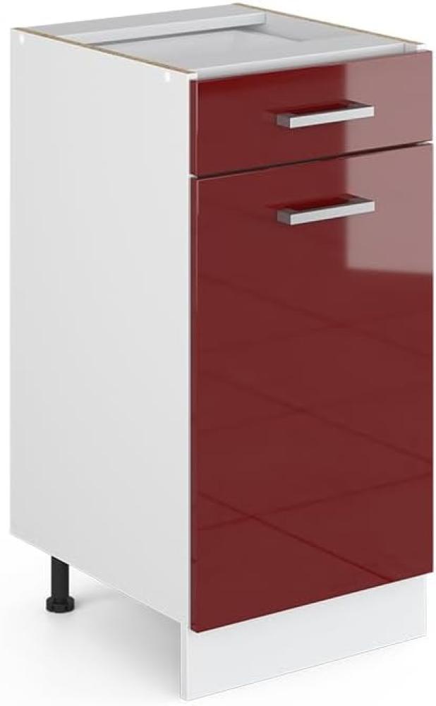 Vicco Küchenunterschrank R-Line, Bordeaux Hochglanz/Weiß, 40 cm, AP Anthrazit Bild 1