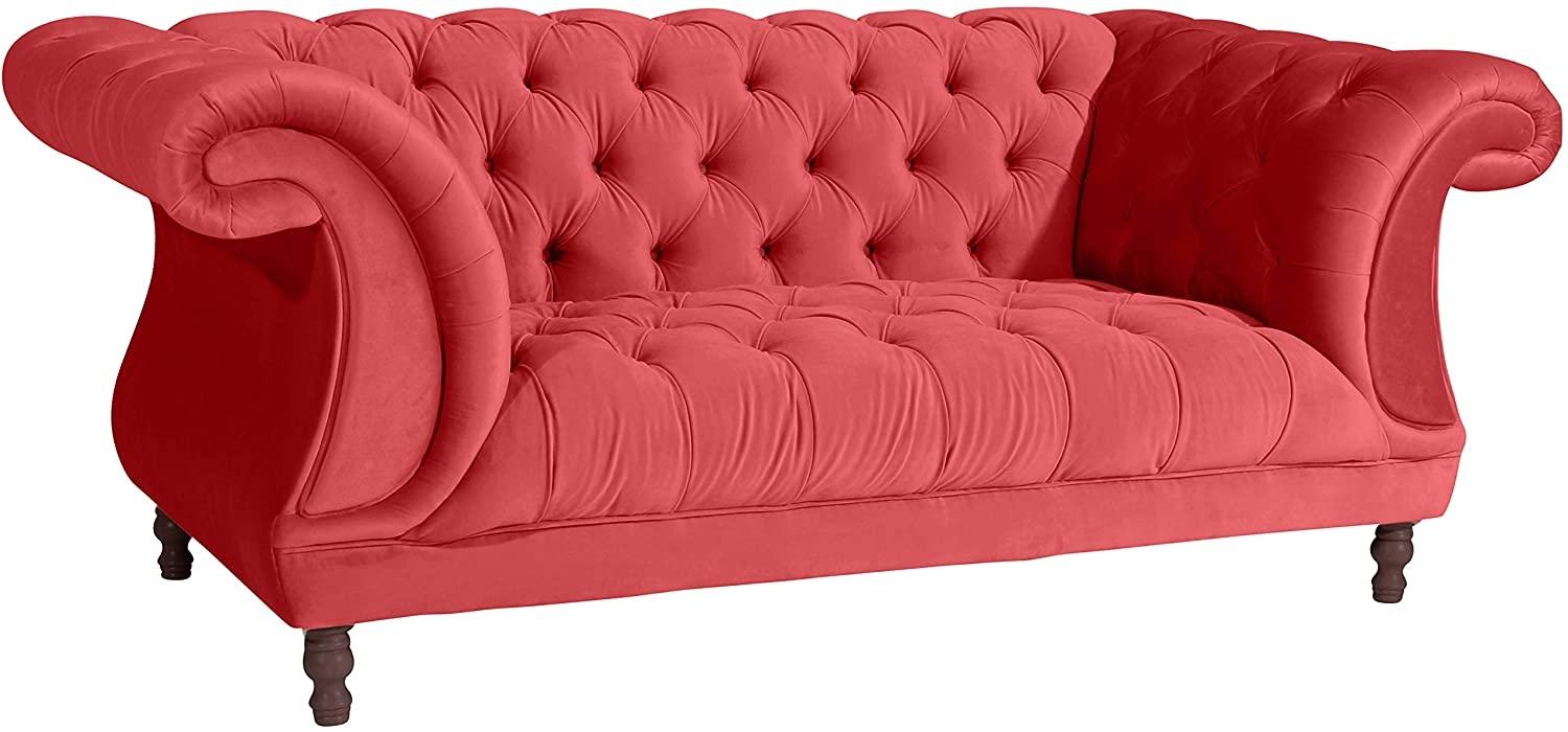 Ivette Sofa 2-Sitzer Samtvelours Rot Buche Nussbaumfarben Bild 1