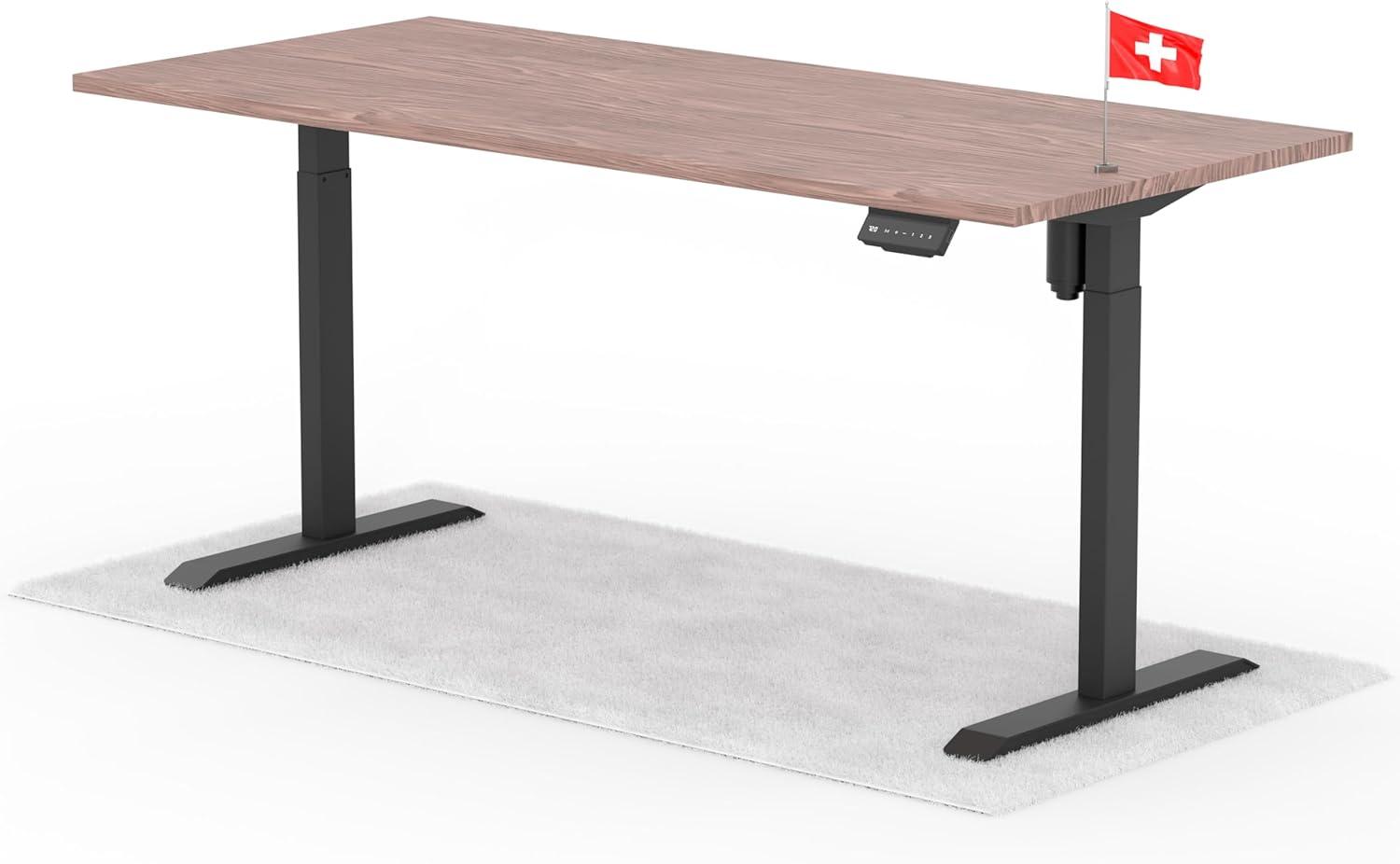 elektrisch höhenverstellbarer Schreibtisch ECO 180 x 80 cm - Gestell Schwarz, Platte Walnuss Bild 1