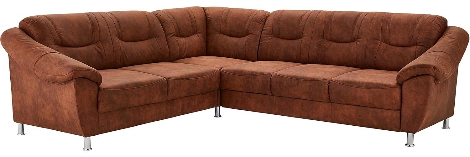 Cavadore Ecksofa Salisa mit Federkern / Polsterecke im klassischen Design / 264 x 86 x 244 / Mikrofaser Braun Bild 1