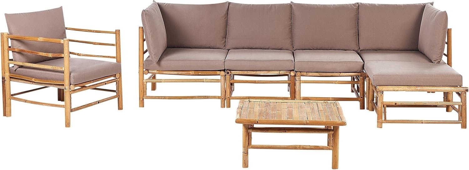 Ecksofa CERRETO Bambusholz Taupe Bild 1