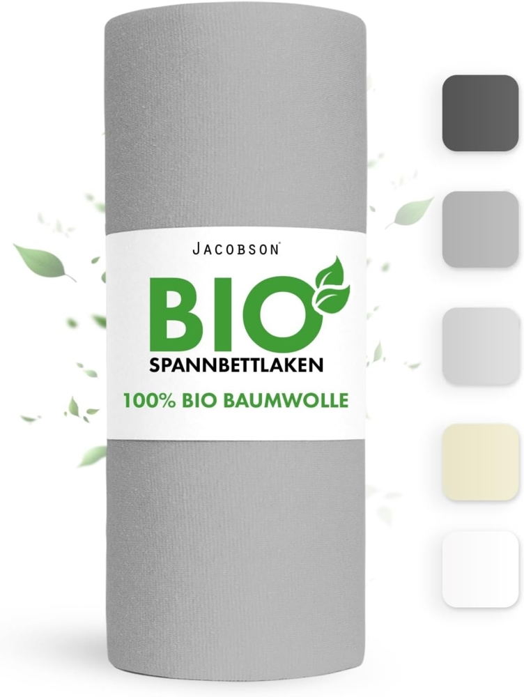 Jacobson Spannbettlaken BIO, Jersey Spannbetttuch, Bettlaken 160 g/m², 100% BIO-Baumwolle, Gummizug: rundum, GOTS zertifiziert Bild 1