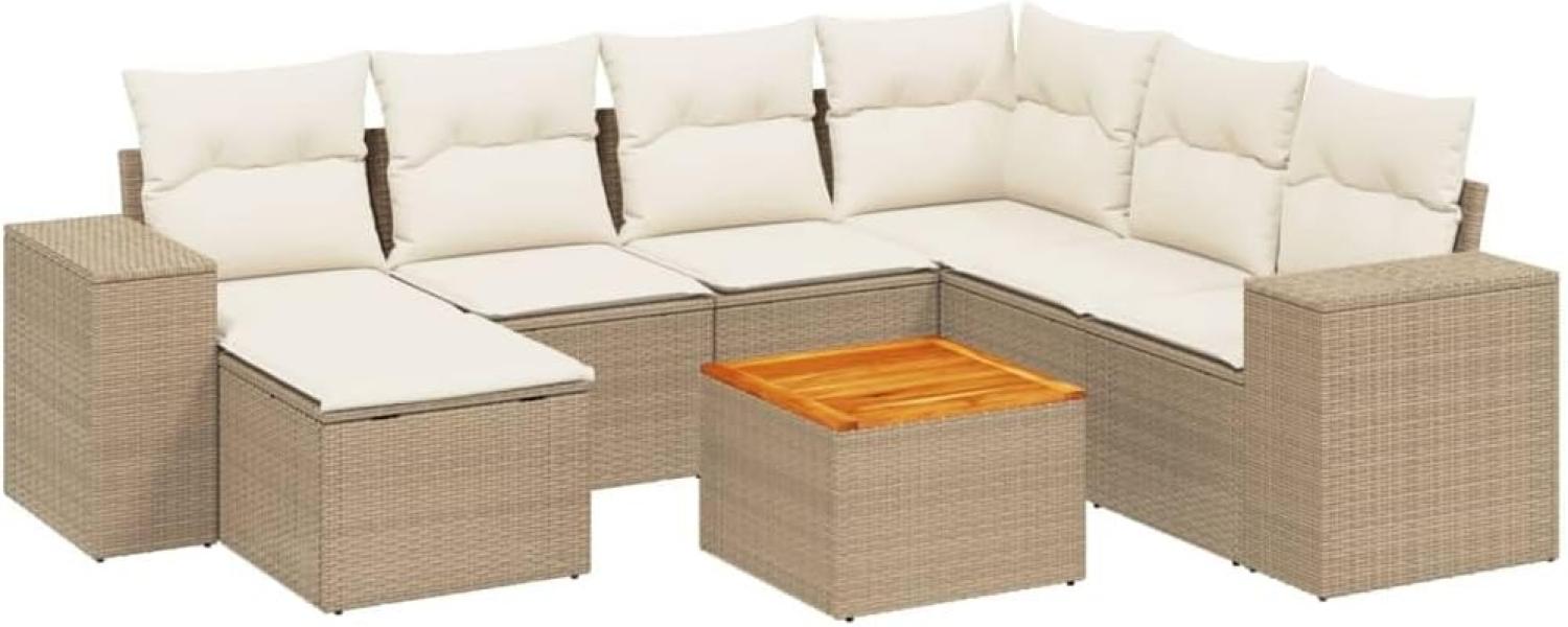 vidaXL 8-tlg. Garten-Sofagarnitur mit Kissen Beige Poly Rattan 3257892 Bild 1