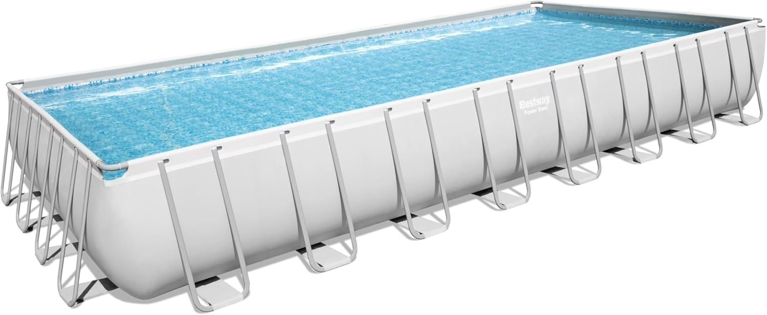 Power Steel™ Solo Pool ohne Zubehör 956 x 488 x 132 cm, lichtgrau, eckig Bild 1