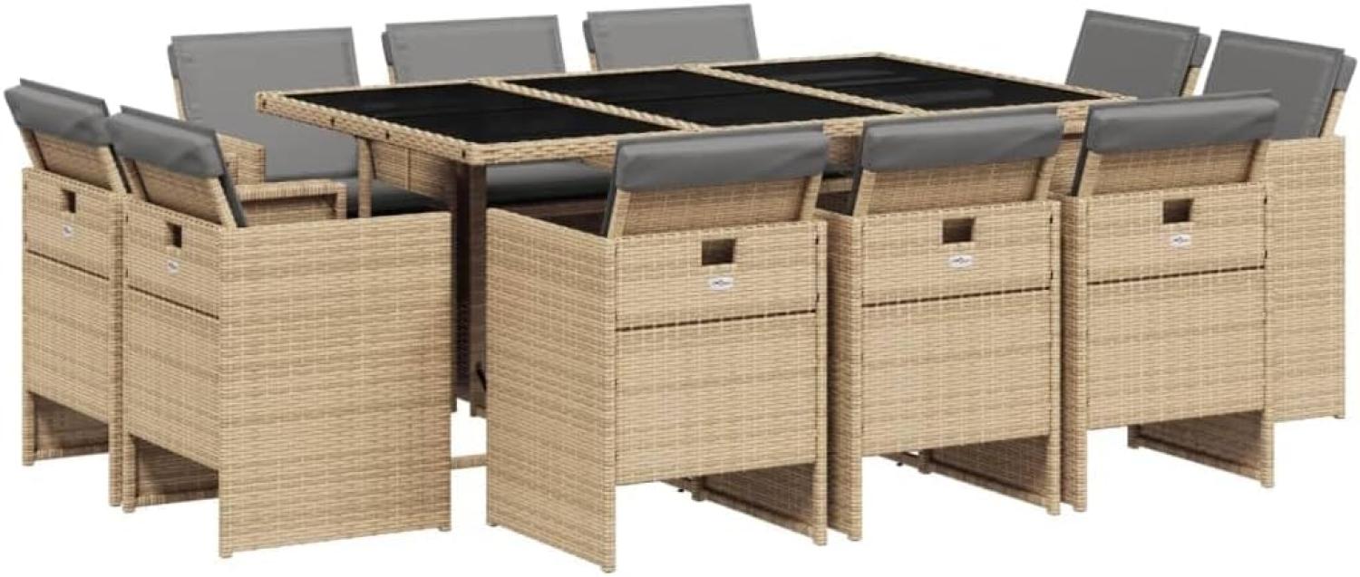 vidaXL 11-tlg. Garten-Essgruppe mit Kissen Beigemischung Poly Rattan 3210672 Bild 1