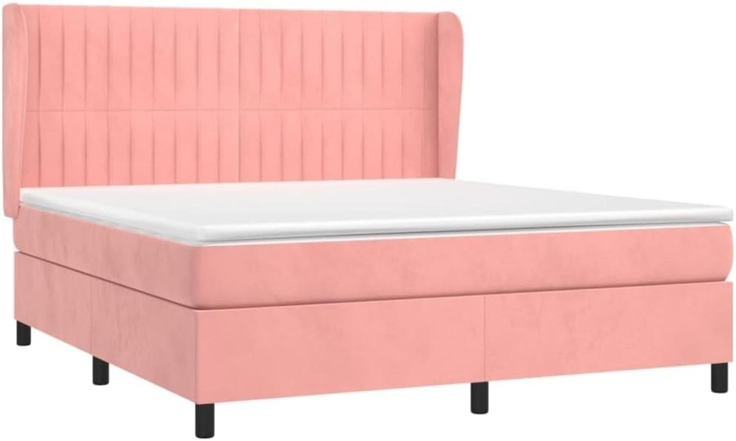 vidaXL Boxspringbett mit Matratze Rosa 160x200 cm Samt 3129344 Bild 1