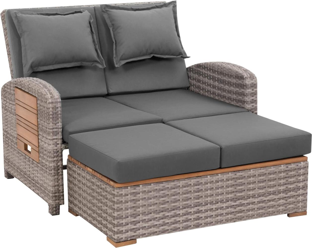 Greemotion 'Bahia Tobago' Rattan-Lounge mit Bettfunktion inkl. Hocker, Grau, 117 x 93 x 74 Bild 1