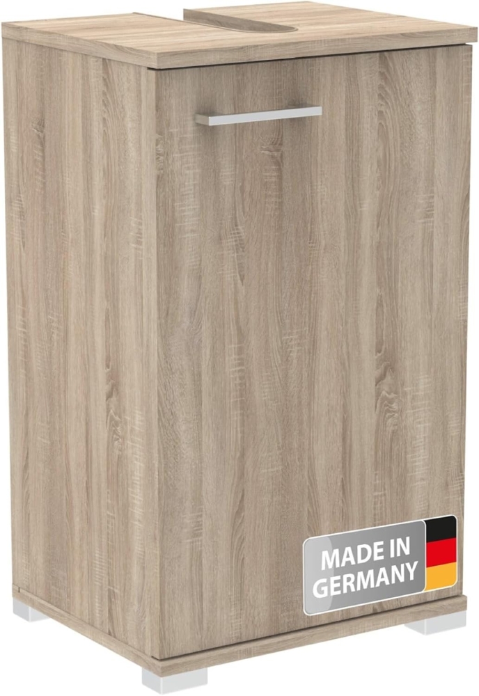 Fackelmann Easy Waschbeckenunterschrank 40cm Hellbraun/Dekor Sonoma Eiche – Stilvoll & praktisch mit viel Stauraum, Flexibler Türanschlag, inkl. Füße – Made in Germany Bild 1
